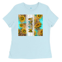 Baby Blue western mother's day mama with turquoise and sunflowers and leopard tu Ladies Tee - TumblerDesignByShophia