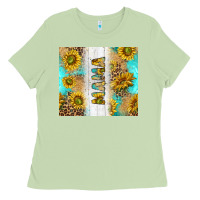 Matcha western mother's day mama with turquoise and sunflowers and leopard tu Ladies Tee - TumblerDesignByShophia