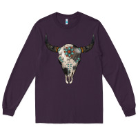 Plum Cowhide Bull Skull Long Sleeve Tee - Jasminsmagicworld