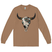 Toasted Coconut Cowhide Bull Skull Long Sleeve Tee - Jasminsmagicworld