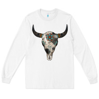 White Cowhide Bull Skull Long Sleeve Tee - Jasminsmagicworld