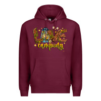 Burgundy Love Camping Premium Hoodie - CowhideDigitalArt