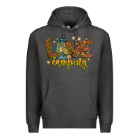 Charcoal Heather Love Camping Premium Hoodie - CowhideDigitalArt