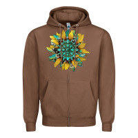 Chestnut sunflower with gemstone and cowhide Zipper Hoodie - Artiststas