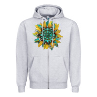 Heather Grey sunflower with gemstone and cowhide Zipper Hoodie - Artiststas