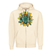 Sandshell sunflower with gemstone and cowhide Zipper Hoodie - Artiststas