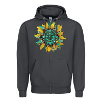 Smoke sunflower with gemstone and cowhide Zipper Hoodie - Artiststas