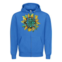 True Royal sunflower with gemstone and cowhide Zipper Hoodie - Artiststas