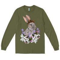 Army Green Easter Day Flowers bunny Long Sleeve Tee - OliviaCreatesArt