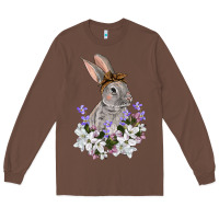 Chestnut Easter Day Flowers bunny Long Sleeve Tee - OliviaCreatesArt
