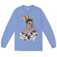 Colony Blue Easter Day Flowers bunny Long Sleeve Tee - OliviaCreatesArt