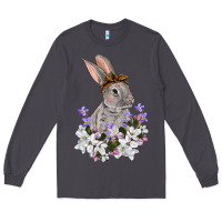 Smoke Easter Day Flowers bunny Long Sleeve Tee - OliviaCreatesArt