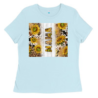 Baby Blue western mother's day mama with cowhide and sunflowers tumbler tbs Ladies Tee - TumblerDesignByShophia