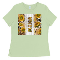 Matcha western mother's day mama with cowhide and sunflowers tumbler tbs Ladies Tee - TumblerDesignByShophia