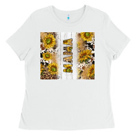 White western mother's day mama with cowhide and sunflowers tumbler tbs Ladies Tee - TumblerDesignByShophia