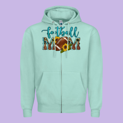 Western Leopard Camouflage Sunflowers  Glitter Mom Football Zipper Hoodie Designed By Artiststas