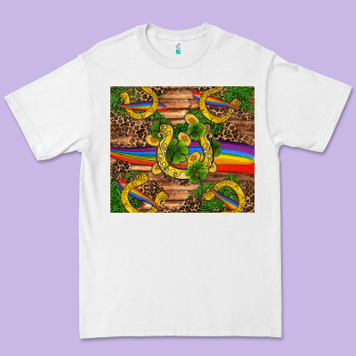 St Patricks Day Horseshoe Shamrock Rainbow Gold Premium Tee Designed By Ranaportraitstore