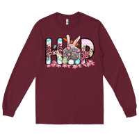 Burgundy Easter Day Hop bunny Long Sleeve Tee - OliviaCreatesArt
