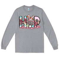 Heather Grey Easter Day Hop bunny Long Sleeve Tee - OliviaCreatesArt