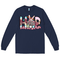 Navy Easter Day Hop bunny Long Sleeve Tee - OliviaCreatesArt