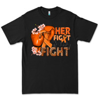 Black Her fight is our fight Kidney Cancer orange ribbon Premium Tee - NancyCooperArtShop