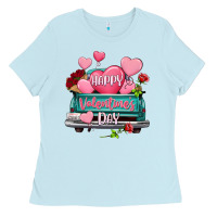 Happy Valentine's Day Turquoise Truck Ladies Tee | Teevron