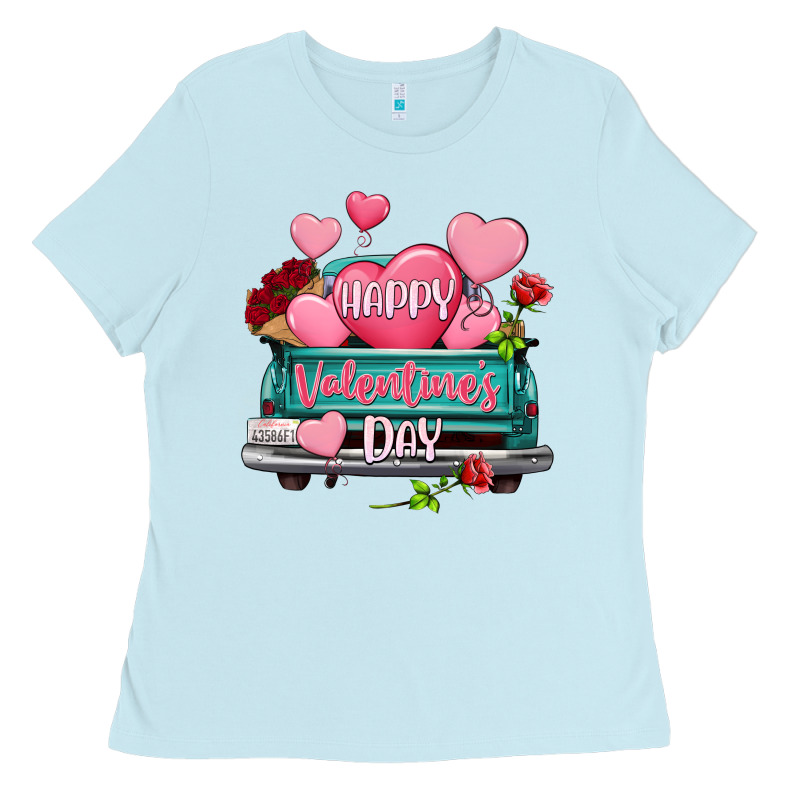 Happy Valentine's Day Turquoise Truck Ladies Tee by HowdyJamesFarm | Teevron