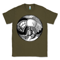 Army Green M.C. Escher Spherical Self Portrait Classic Tee - longCreatives
