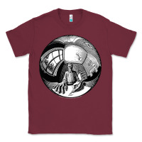 Burgundy M.C. Escher Spherical Self Portrait Classic Tee - longCreatives