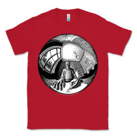 Red M.C. Escher Spherical Self Portrait Classic Tee - longCreatives