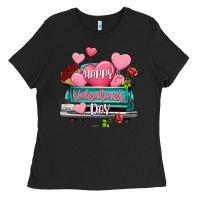 Happy Valentine's Day Turquoise Truck Ladies Tee | Teevron