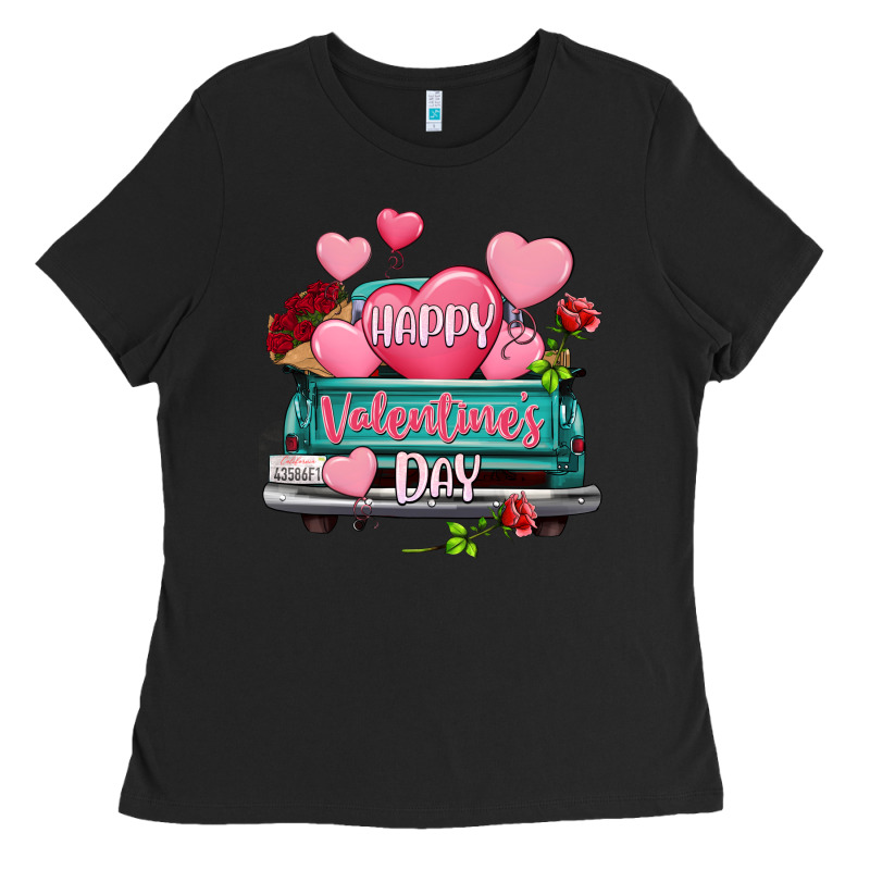 Happy Valentine's Day Turquoise Truck Ladies Tee by HowdyJamesFarm | Teevron