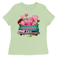 Matcha Happy Valentine's day turquoise truck Ladies Tee - HowdyJamesFarm
