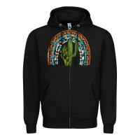 Black revize cactus gemstone rainbow Zipper Hoodie - Artiststas