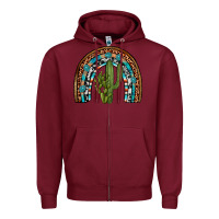 Burgundy revize cactus gemstone rainbow Zipper Hoodie - Artiststas