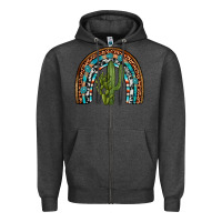 Charcoal Heather revize cactus gemstone rainbow Zipper Hoodie - Artiststas