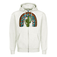 Oatmeal Heather revize cactus gemstone rainbow Zipper Hoodie - Artiststas