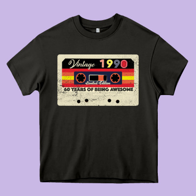 Vintage 1990 60th Birthday Cassette 30 Years Old 60 Years Heavy Core Tee Designed By Bettercallsaul