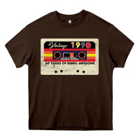 Chocolate Brown vintage 1990 60th birthday cassette 30 years old 60 years Heavy Core Tee - Bettercallsaul