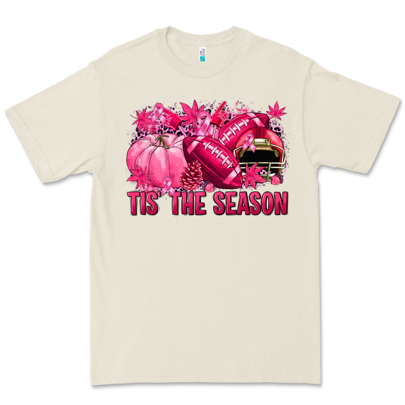 Tis' The Season Football Breast Cancer Premium Tee by NancyCooperArtShop | Teevron