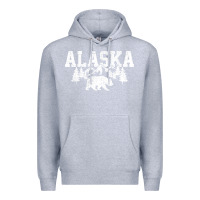 Heather Grey Alaska Mountains Forest Hunting Usa Premium Hoodie - longCreatives