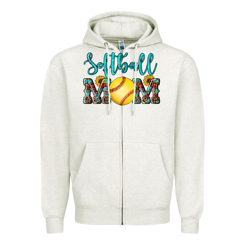 Western Leopard  Sunflowers Glitter Mom Softball Zipper Hoodie by Artiststas | Teevron