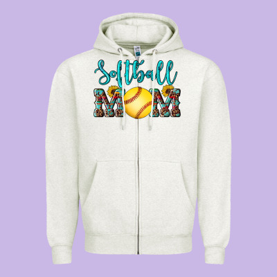Western Leopard  Sunflowers Glitter Mom Softball Zipper Hoodie Designed By Artiststas