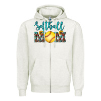Oatmeal Heather western leopard  sunflowers glitter mom softball Zipper Hoodie - Artiststas