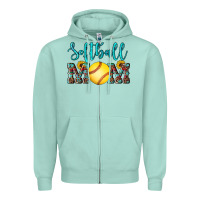 Seafoam western leopard  sunflowers glitter mom softball Zipper Hoodie - Artiststas