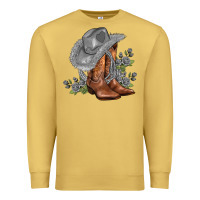 Antique Gold gray cowgirl and roses Premium Sweatshirt - AdoDesignShop