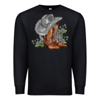 Black gray cowgirl and roses Premium Sweatshirt - AdoDesignShop