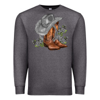 Charcoal Heather gray cowgirl and roses Premium Sweatshirt - AdoDesignShop