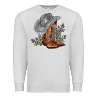 Dove Grey gray cowgirl and roses Premium Sweatshirt - AdoDesignShop