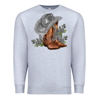 Heather Grey gray cowgirl and roses Premium Sweatshirt - AdoDesignShop